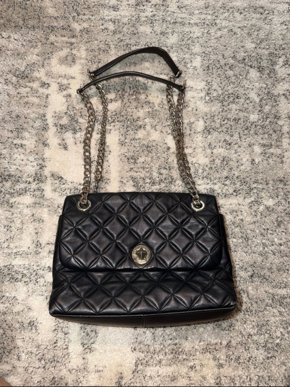 Kate Spade Quilted Chain-Handle Shoulder Bag - Black Like New condition